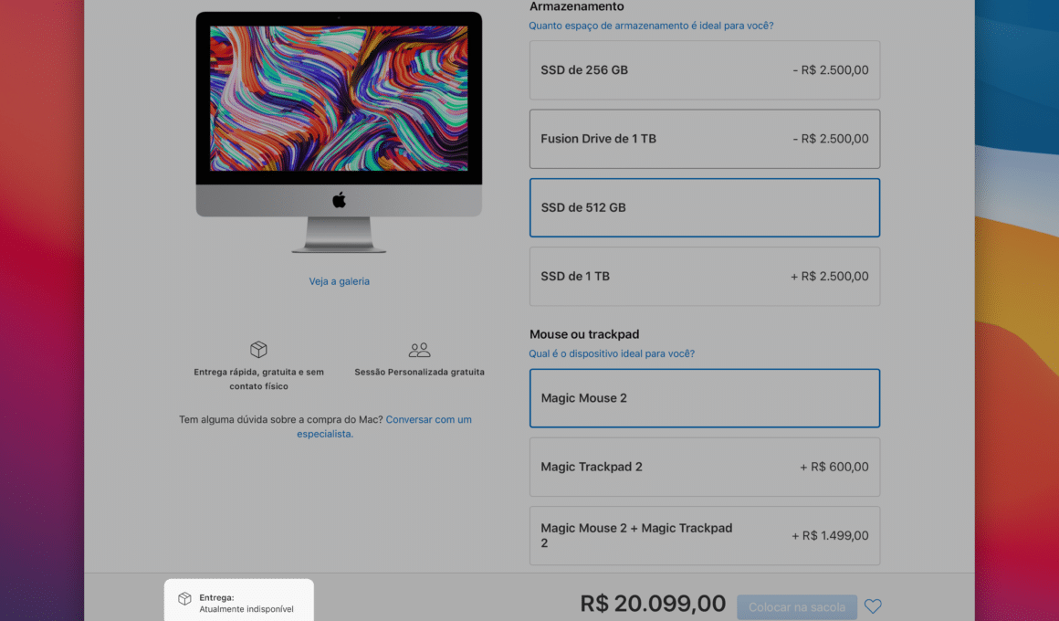 iMac indisponível na Apple Store online brasileira