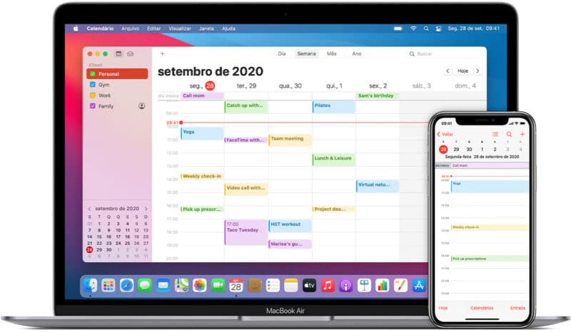 Calendário do macOS e do iOS