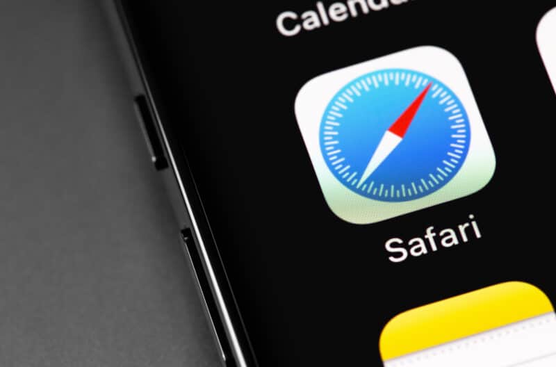 Ícone do Safari em iPhone (close-up)