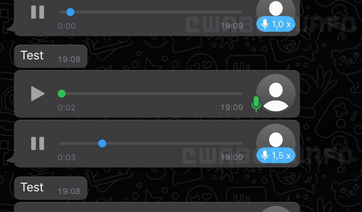 Diferentes velocidades de reprodução de áudios no WhatsApp
