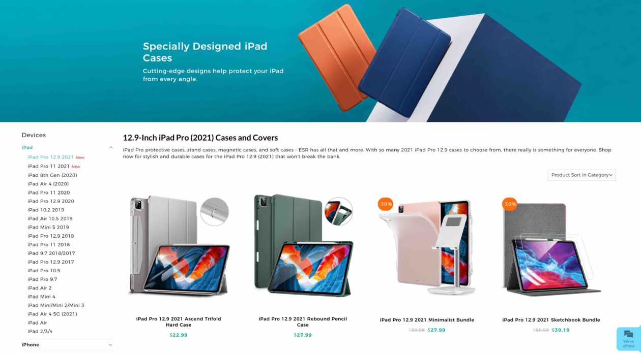 ESR vendendo acessórios para os iPads Pro de 2021
