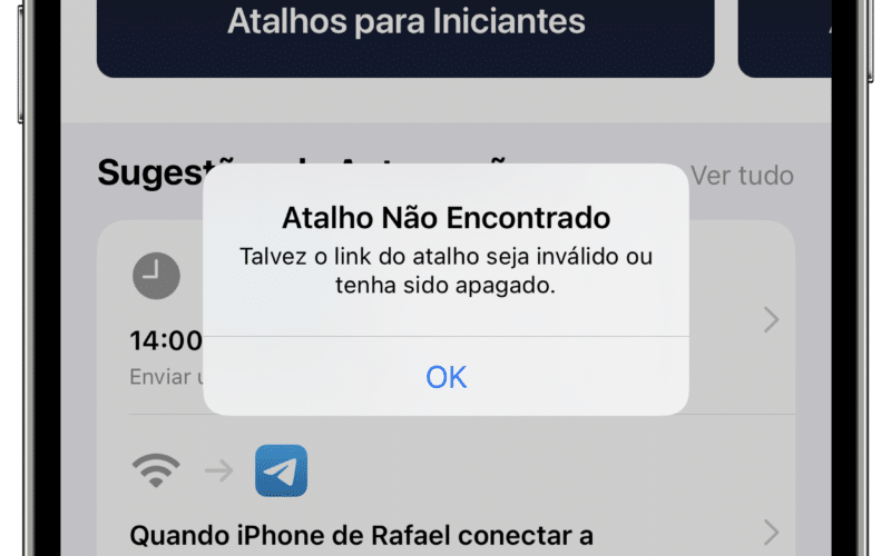 Atalhos quebrados no iPhone