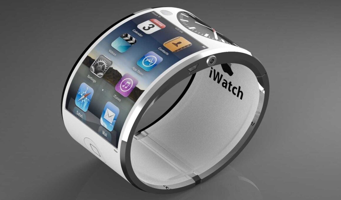 Conceito de "iWatch", Apple Watch com tela flexível