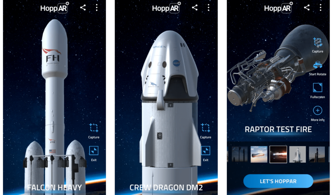 Aplicativo HoppAR de naves espaciais em realidade aumentada