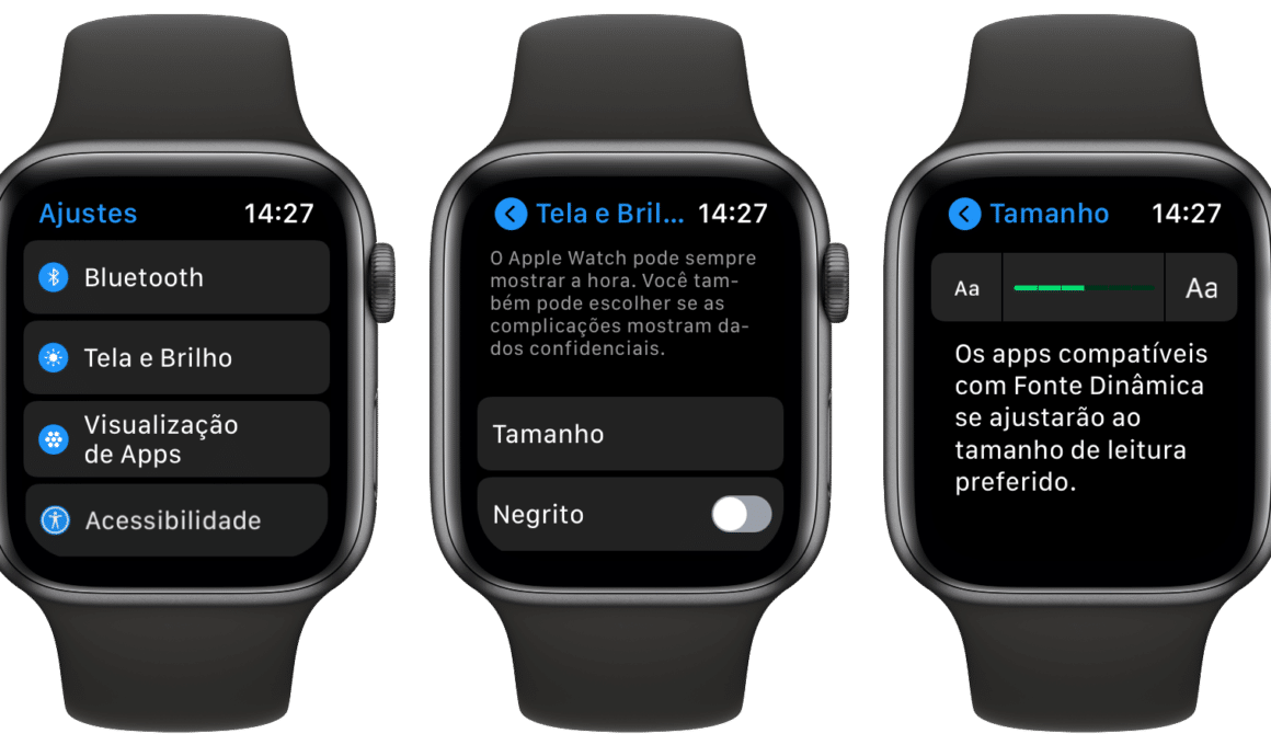 Ajustando o tamanho da fonte pelo Apple Watch