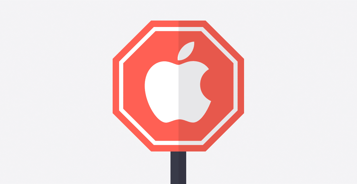 Logo da Apple com placa de Pare (ProtonVPN)
