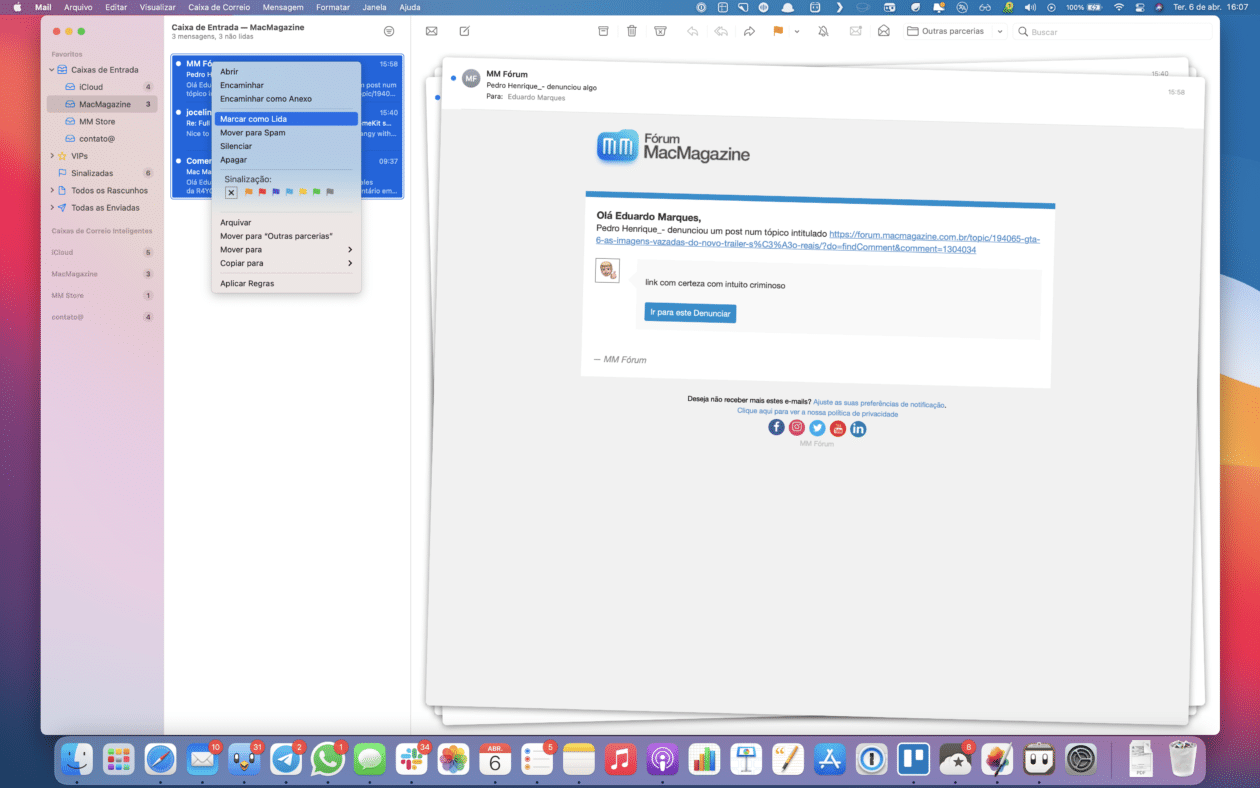 Marcar emails como lidos no Mail do macOS