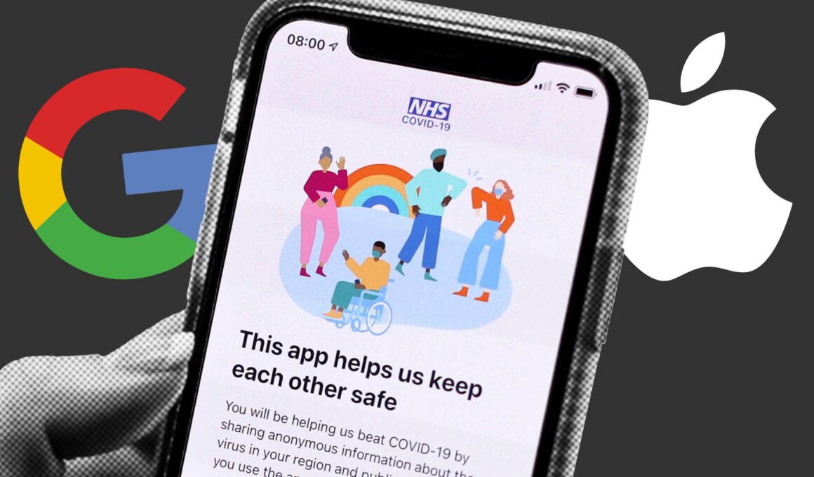 App NHS com símbolo da Apple e do Google