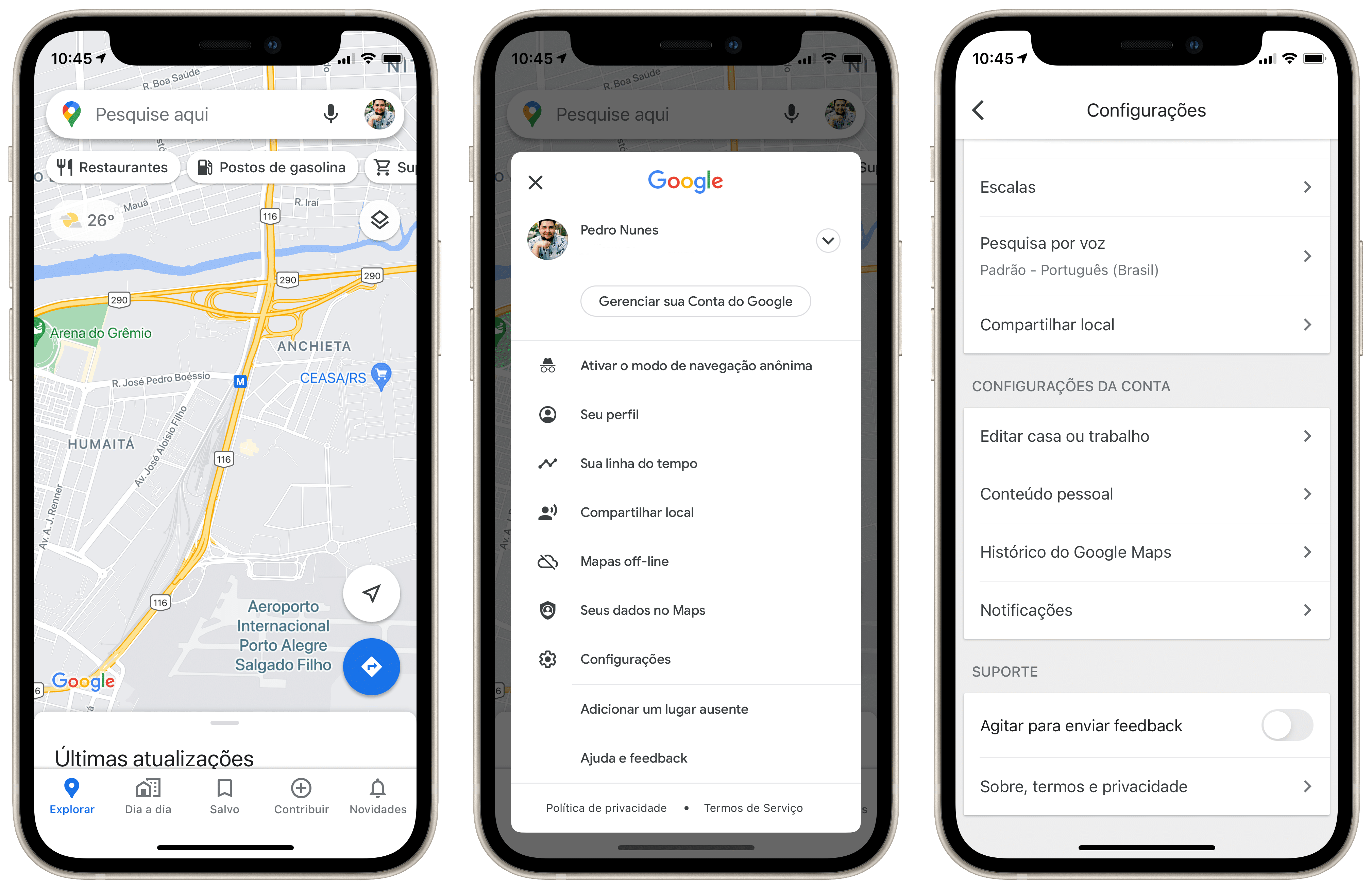 Histórico do Google Maps no iPhone