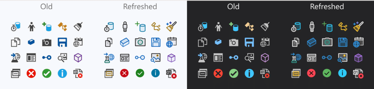 Novos ícones do Microsoft Visual Studio