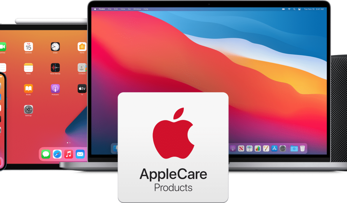 Produtos Apple com o AppleCare+ na frente