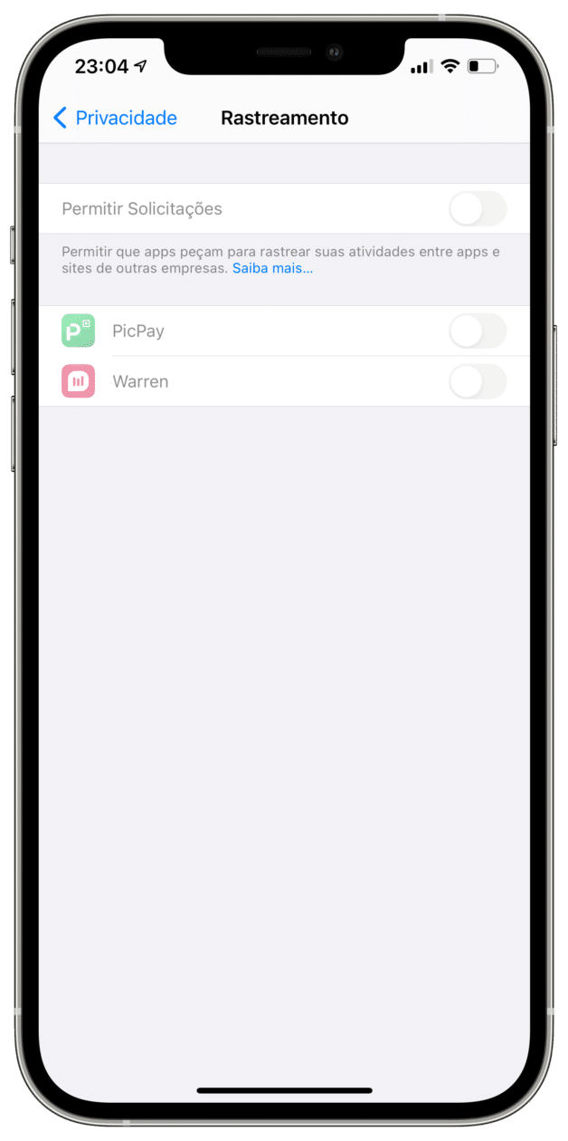 Rastreamento de aplicativos no iOS 14.5