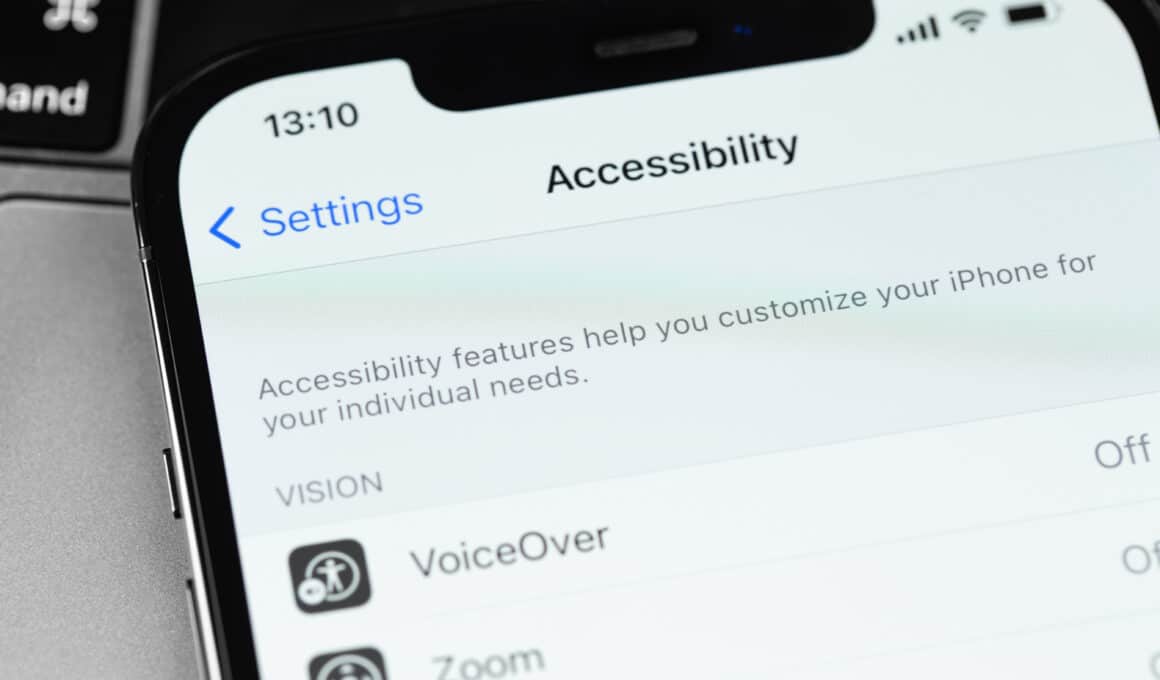 Tela de Acessibilidade num iPhone