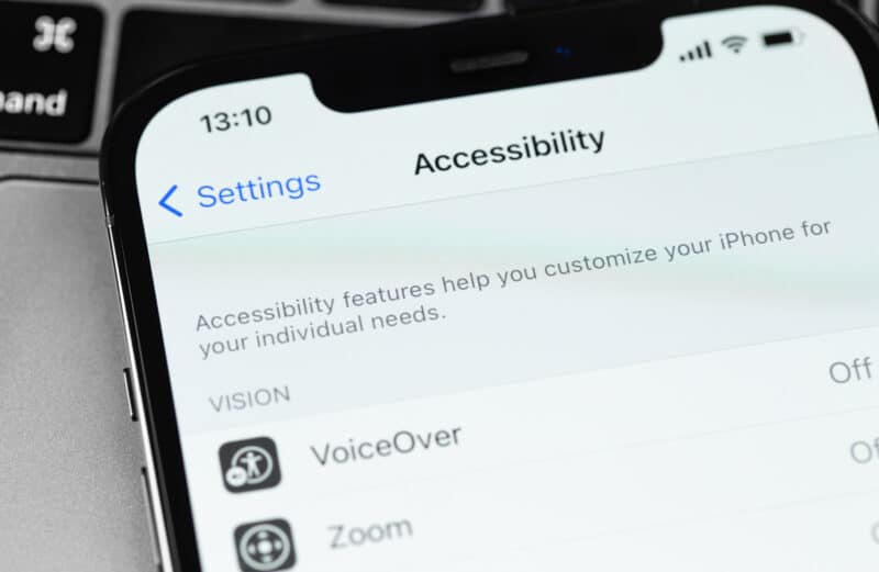 Tela de Acessibilidade num iPhone