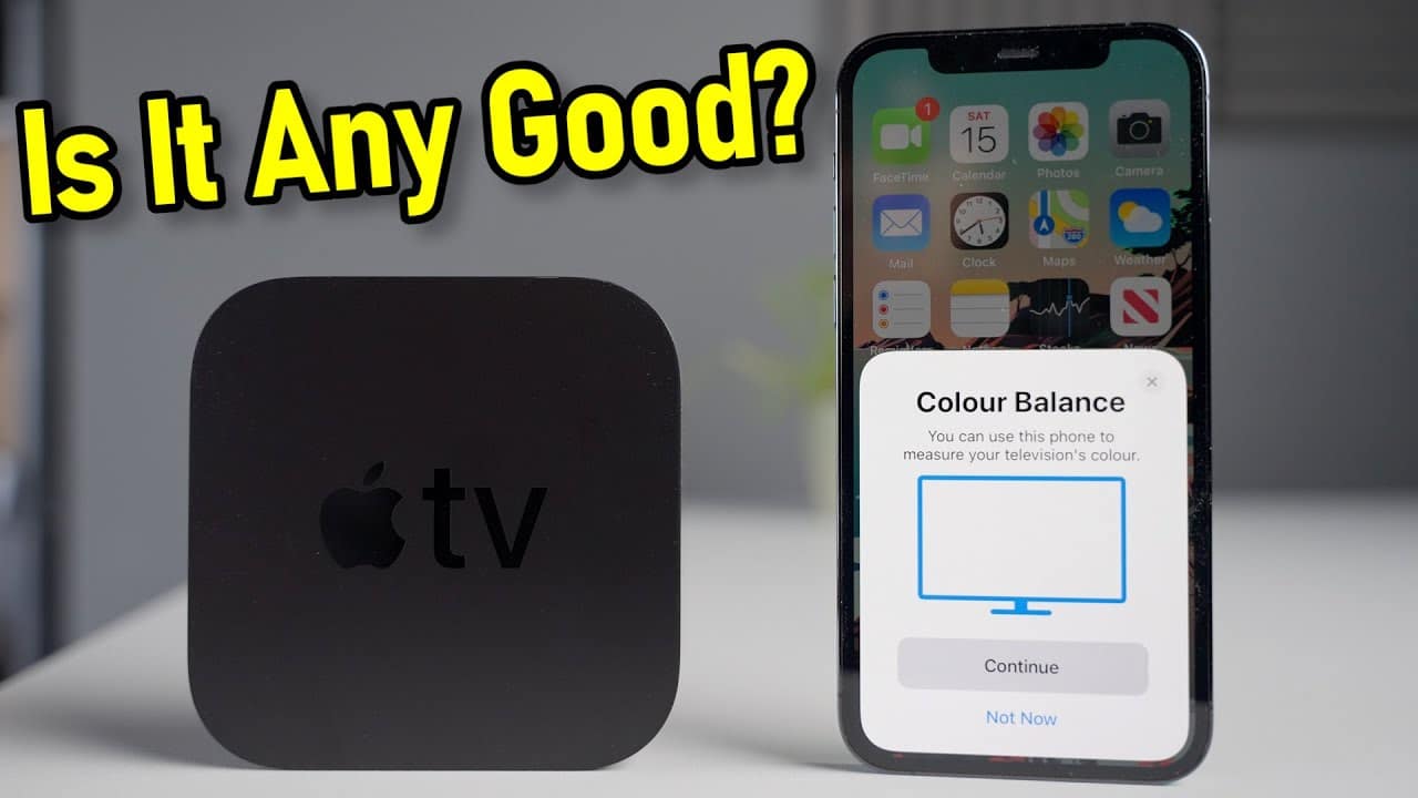 Teste de calibração da Apple TV pelo iPhone