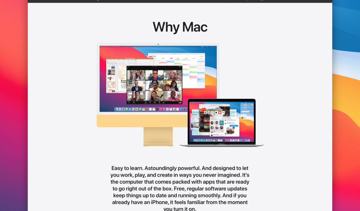 Página "Why Mac", da Apple