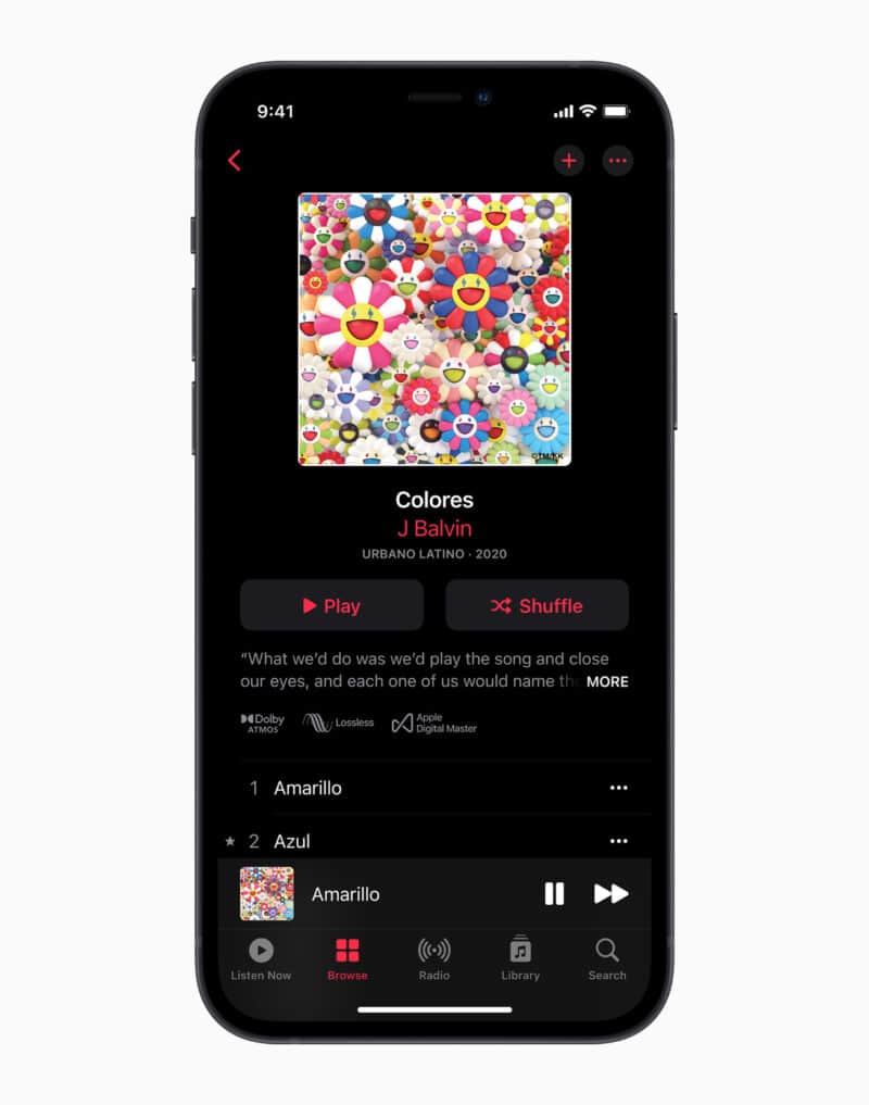 Música no Apple Music com suporte a Dolby Atmos e lossless