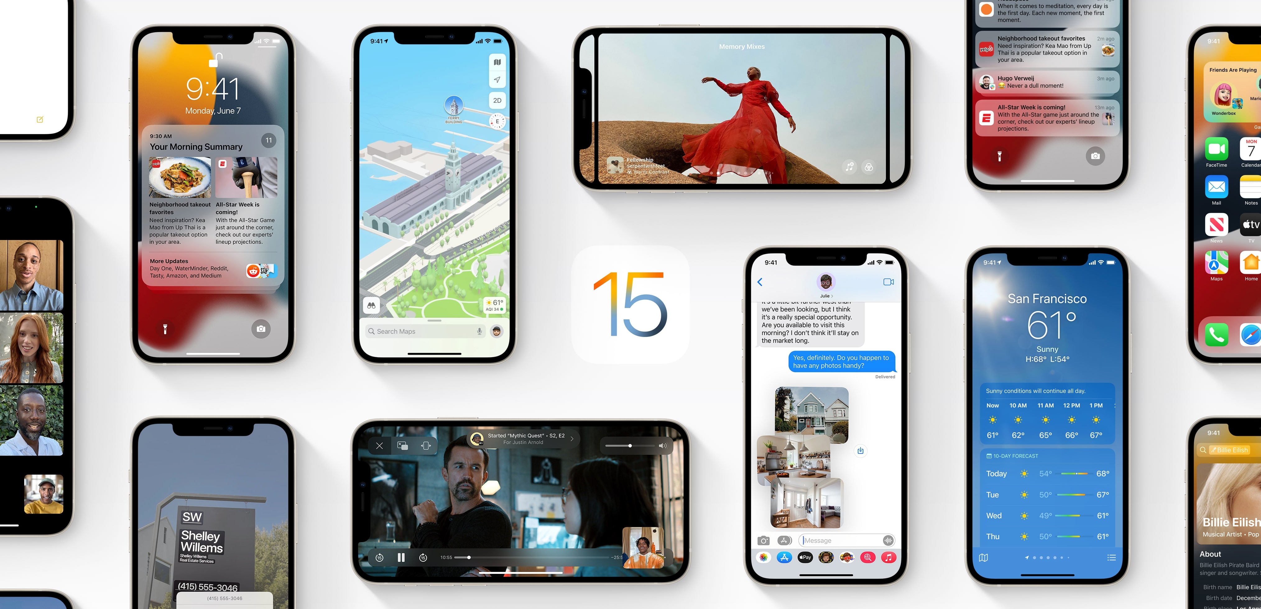 Header da página do iOS 15 no site da Apple