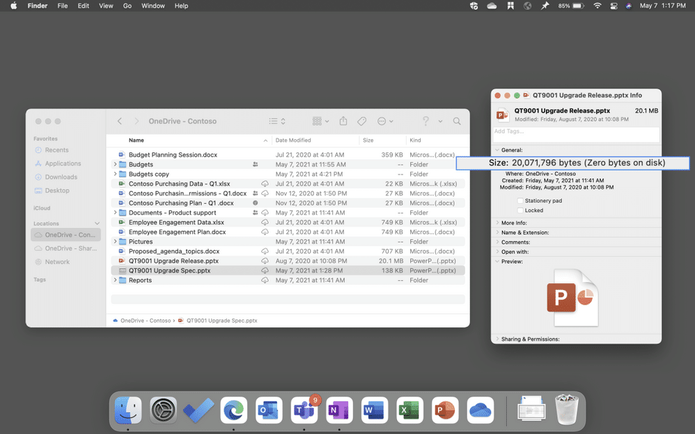 Novidades do OneDrive para macOS