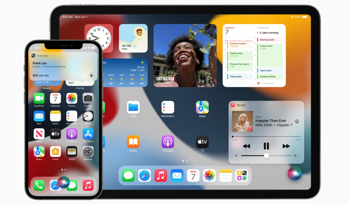 iPhone 12 Pro e iPad Pro com widgets no iOS/iPadOS 15