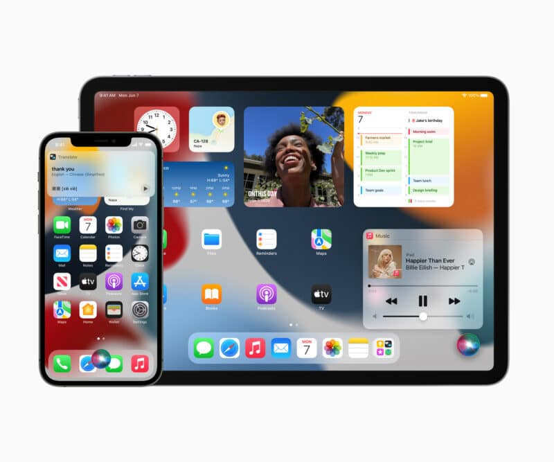 iPhone 12 Pro e iPad Pro com widgets no iOS/iPadOS 15