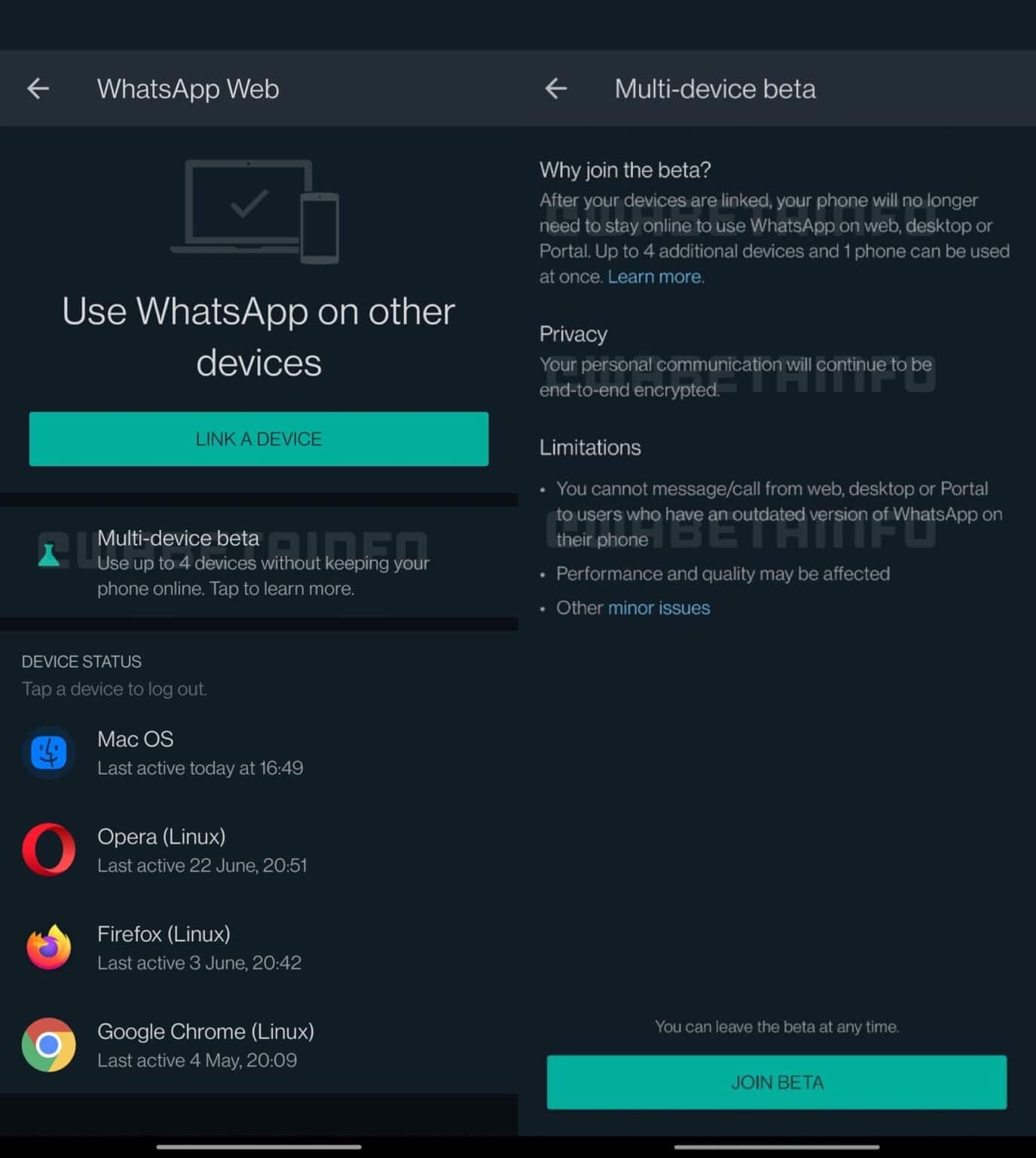 WhatsApp em múltiplos dispositivos