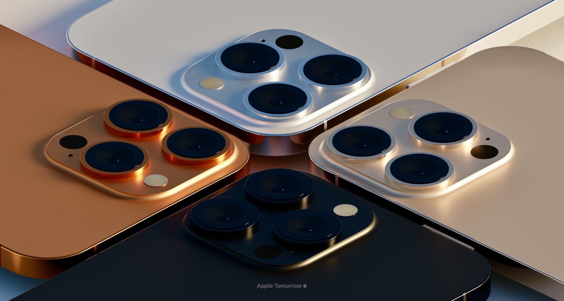 Supostas novas cores dos "iPhones 13 Pro", feitas pelo Apple Tomorrow