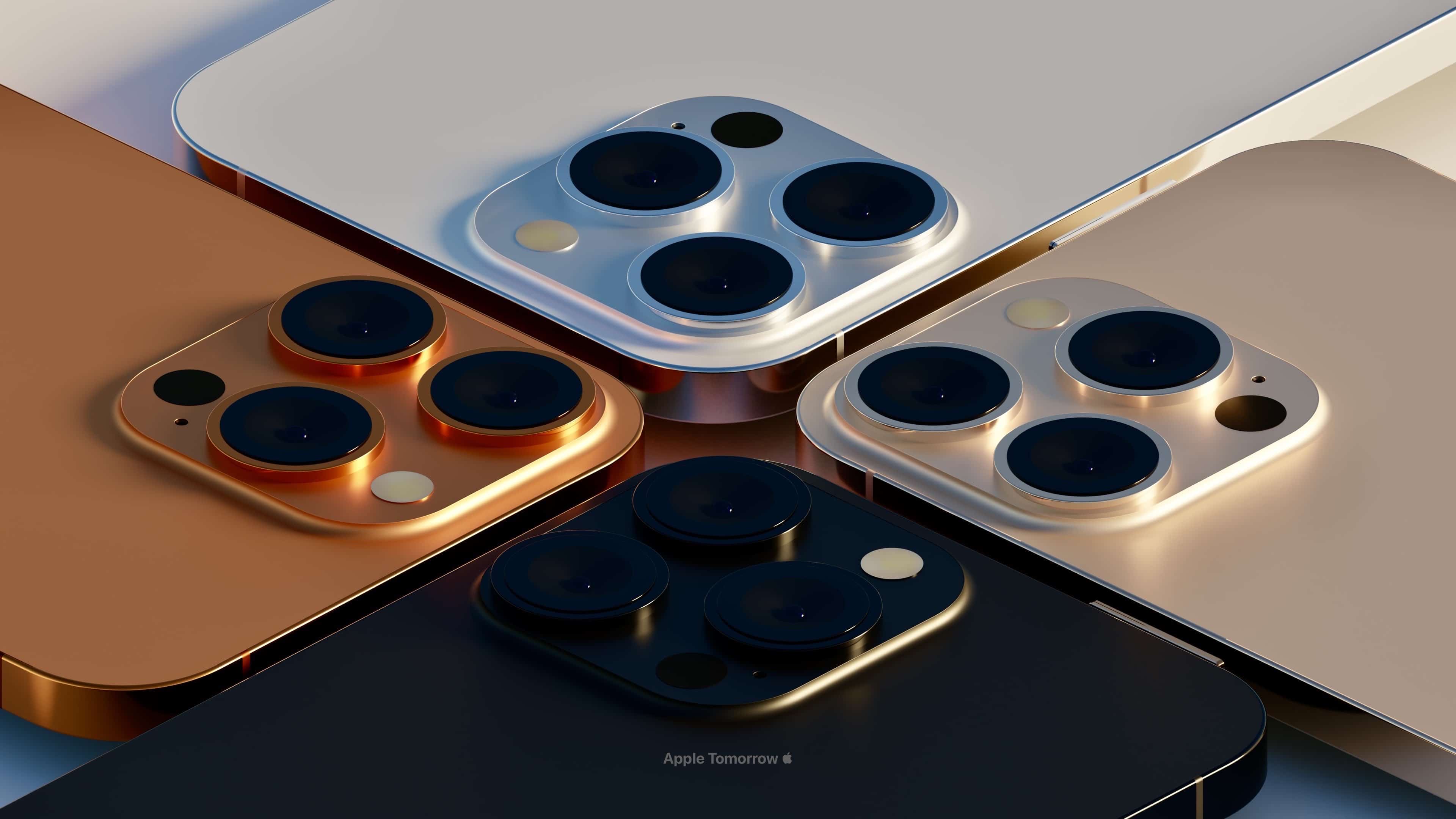 Supostas novas cores dos "iPhones 13 Pro", feitas pelo Apple Tomorrow