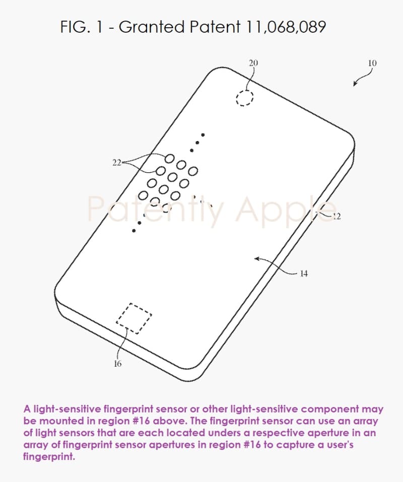 Patente da Apple de sensores sob a tela