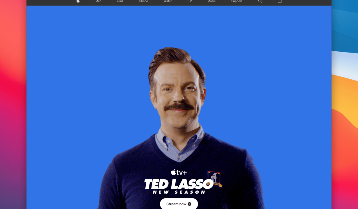 "Ted Lasso" na página inicial do Apple.com