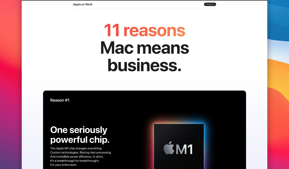 Página de negócios da Apple