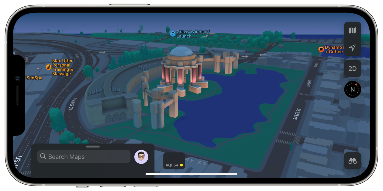 Detalles del mapa 3D en iOS 15