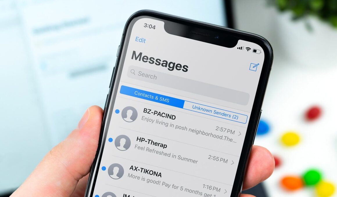 App Mensagens no iPhone