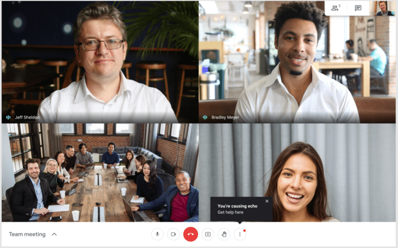 Alerta de eco no Google Meet