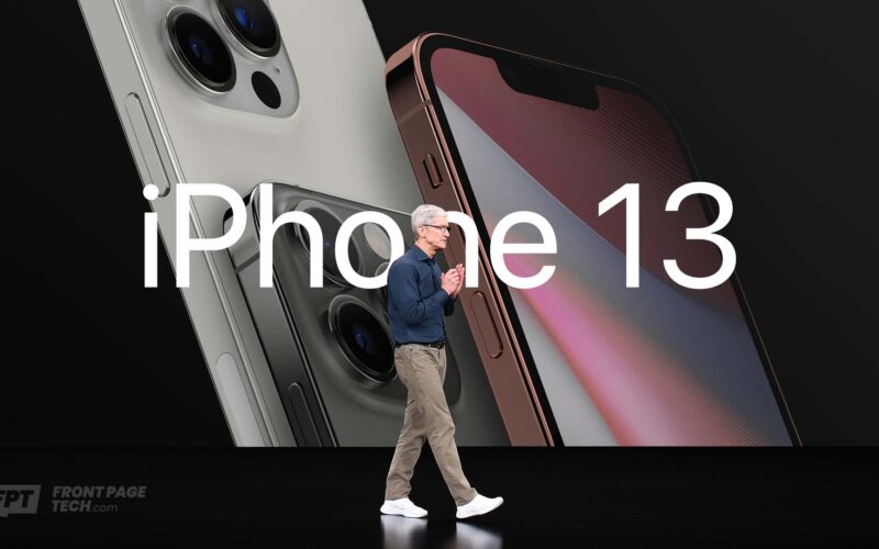 Montagem do lançamento dos "iPhones 13"