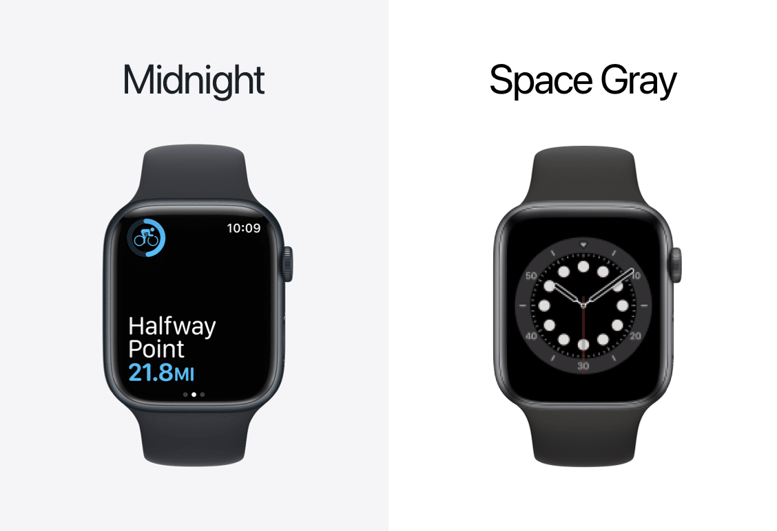 Meia-noite vs cinza espacial Apple Watch