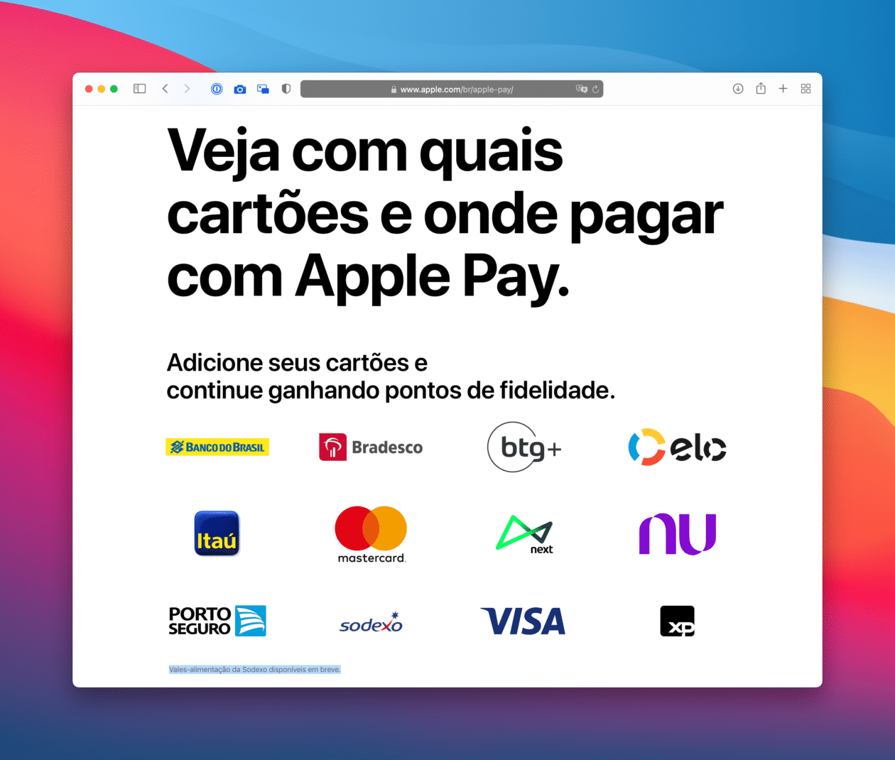 Sodexo no Apple Pay