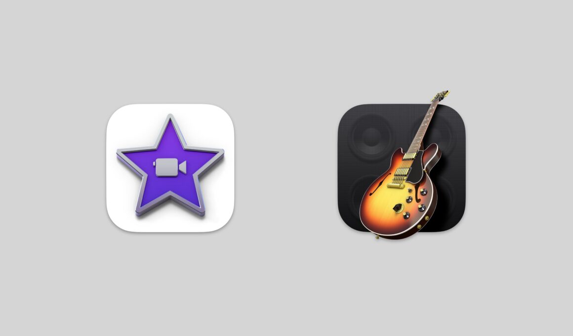 Ícones do iMovie e do GarageBand para macOS