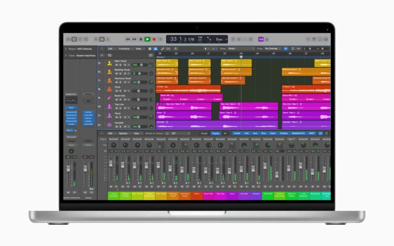 Logic Pro num MacBook Pro de 14 polegadas