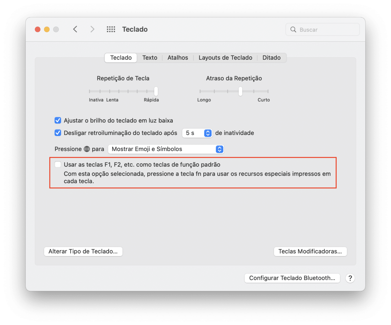 opção teclas de função MacBook Air