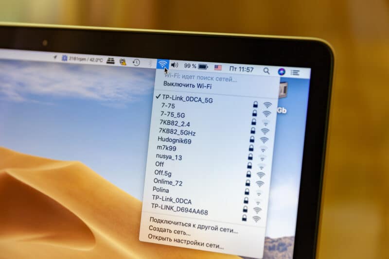 Menu de Wi-Fi em MacBook Pro