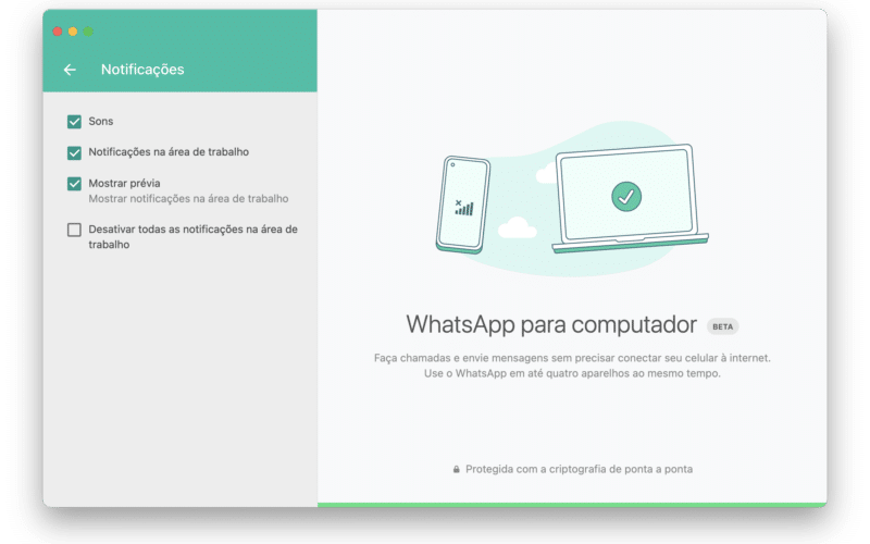 Configurações de notificação do WhatsApp