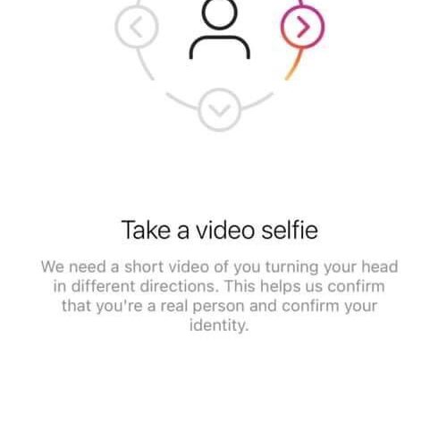 Verificação com selfie em vídeo no Instagram