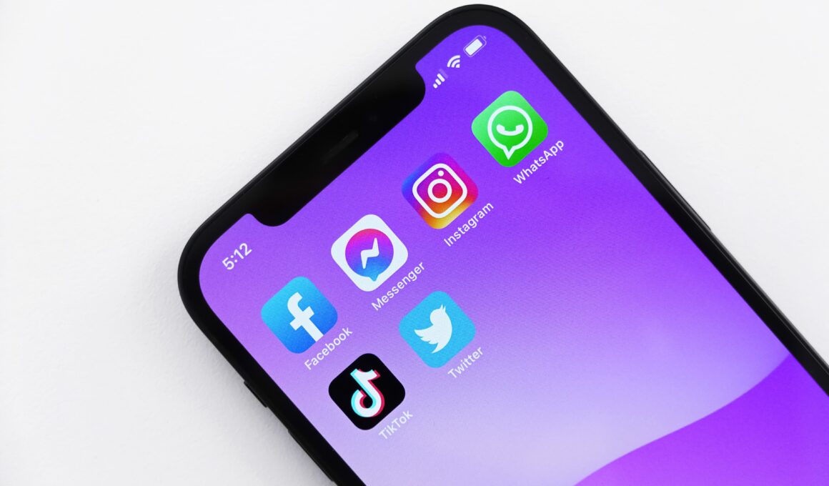 Ícones de apps (Facebook, Messenger, Instagram, WhatsApp, TikTok e Twitter)
