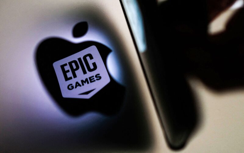 Logo da Apple e da Epic Games