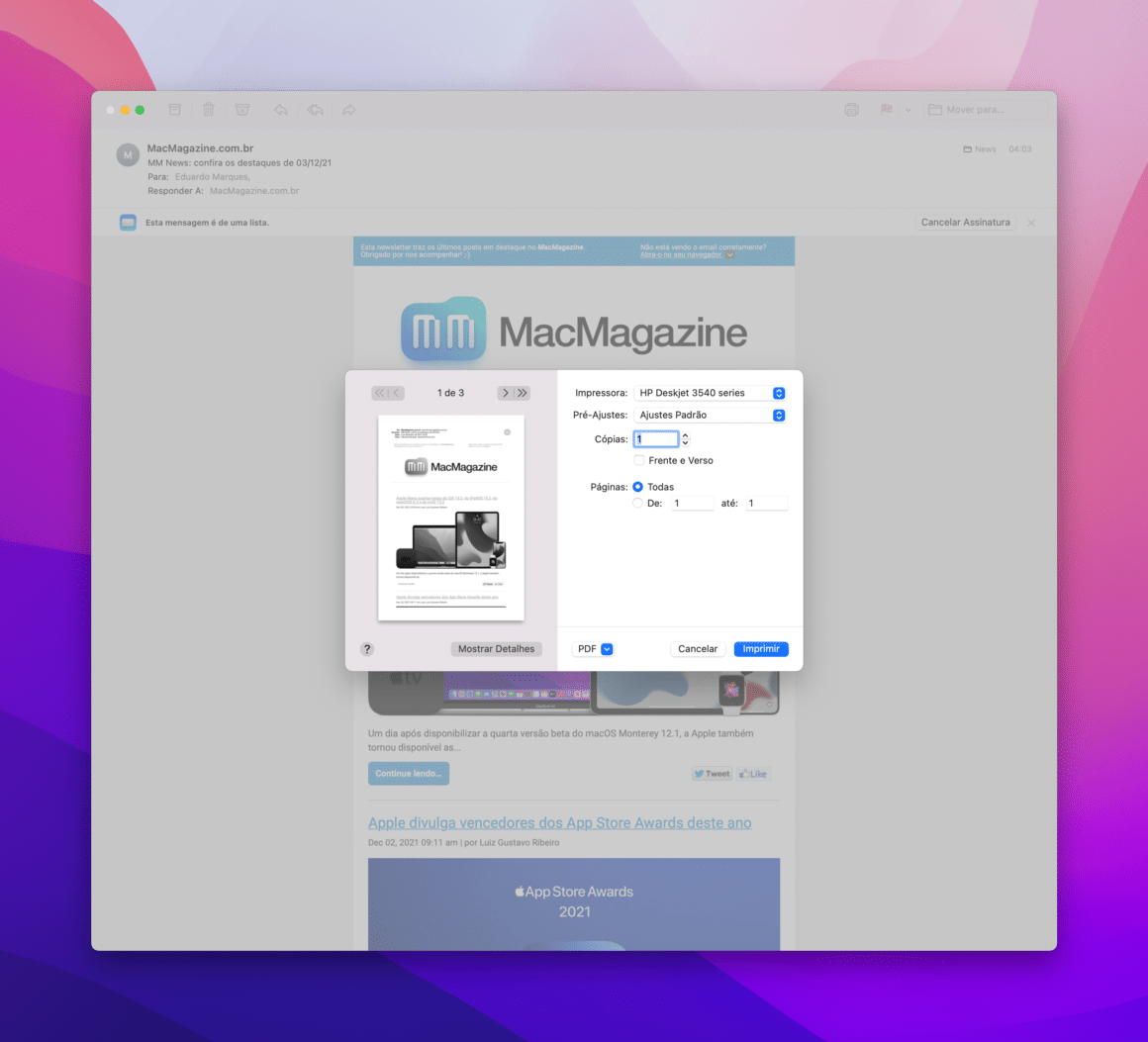 Como imprimir um email pelo app mail iphone ipad e mac macmagazine