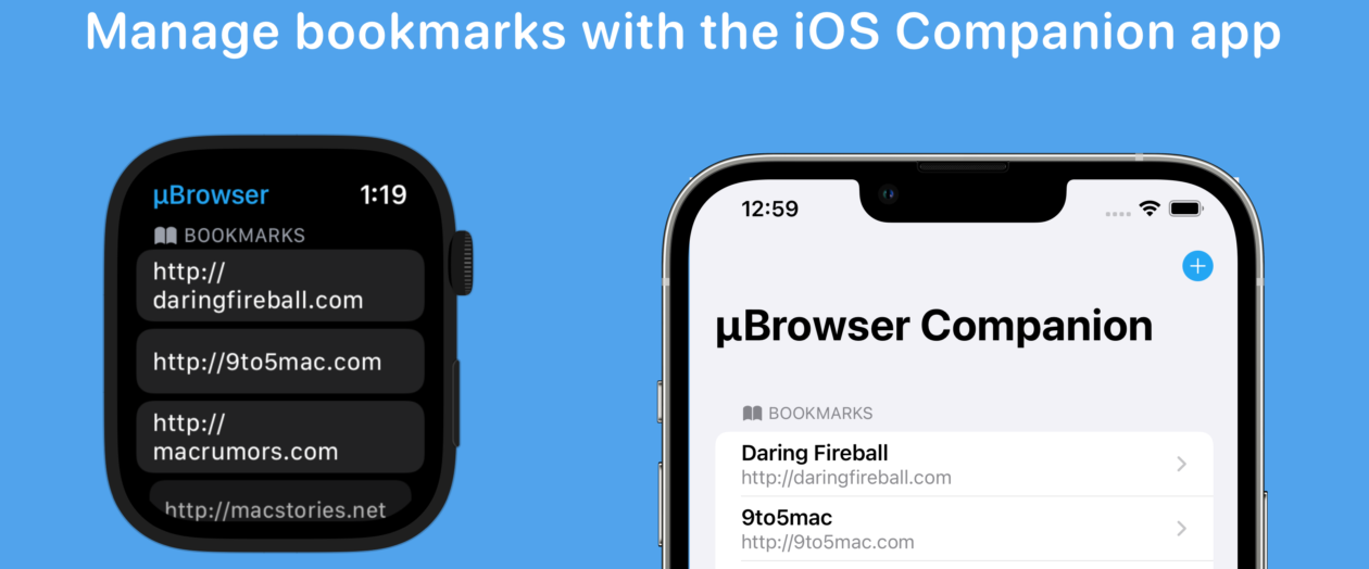 μBrowser no Apple Watch e no iPhone