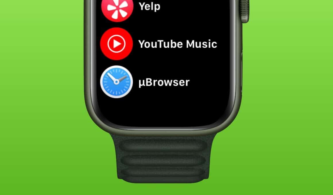 μBrowser em funcionamento no Apple Watch