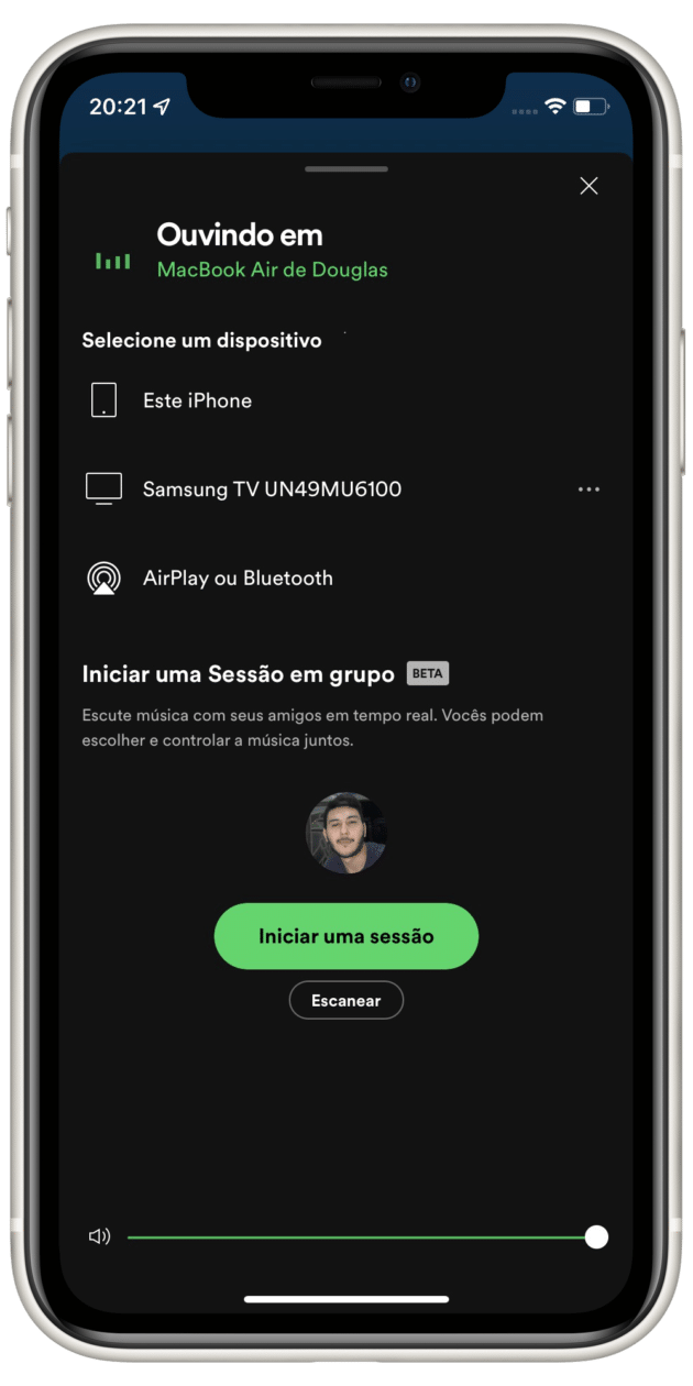 Spotify Connect em execução