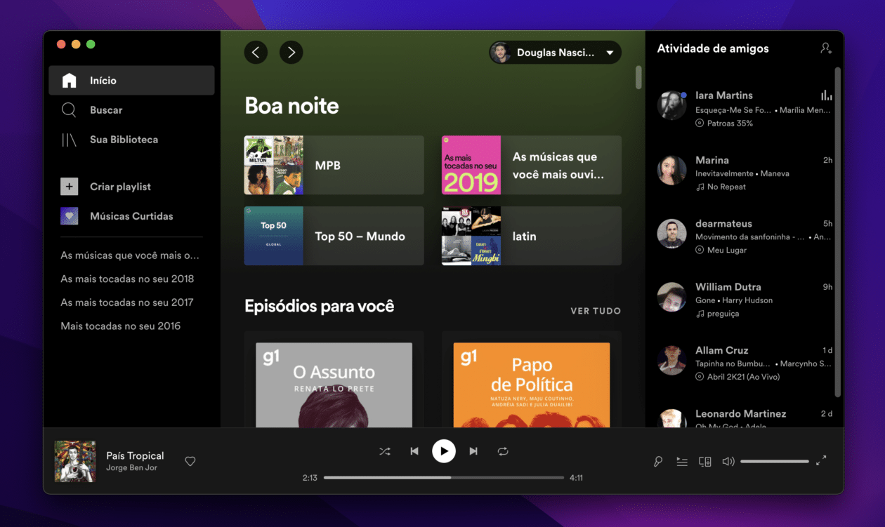 Spotify Desktop mostra o que amigos estão ouvindo